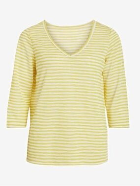 Chico’s Linen Stripe Drop Shoulder 3/4 Sleeve Top 3
